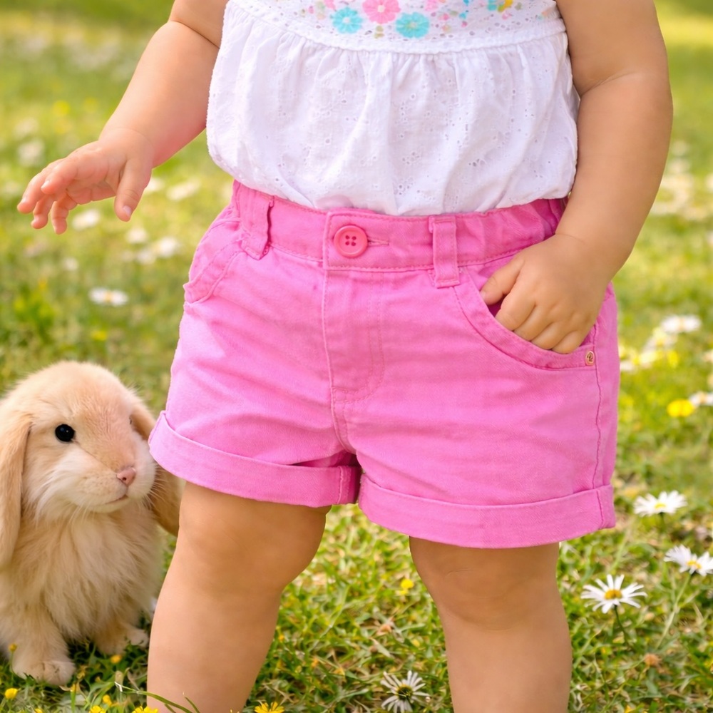 CIRCO Shorts Barbiecore Pink Cotton Elastic Waistband Pockets Size 12 Months NEW